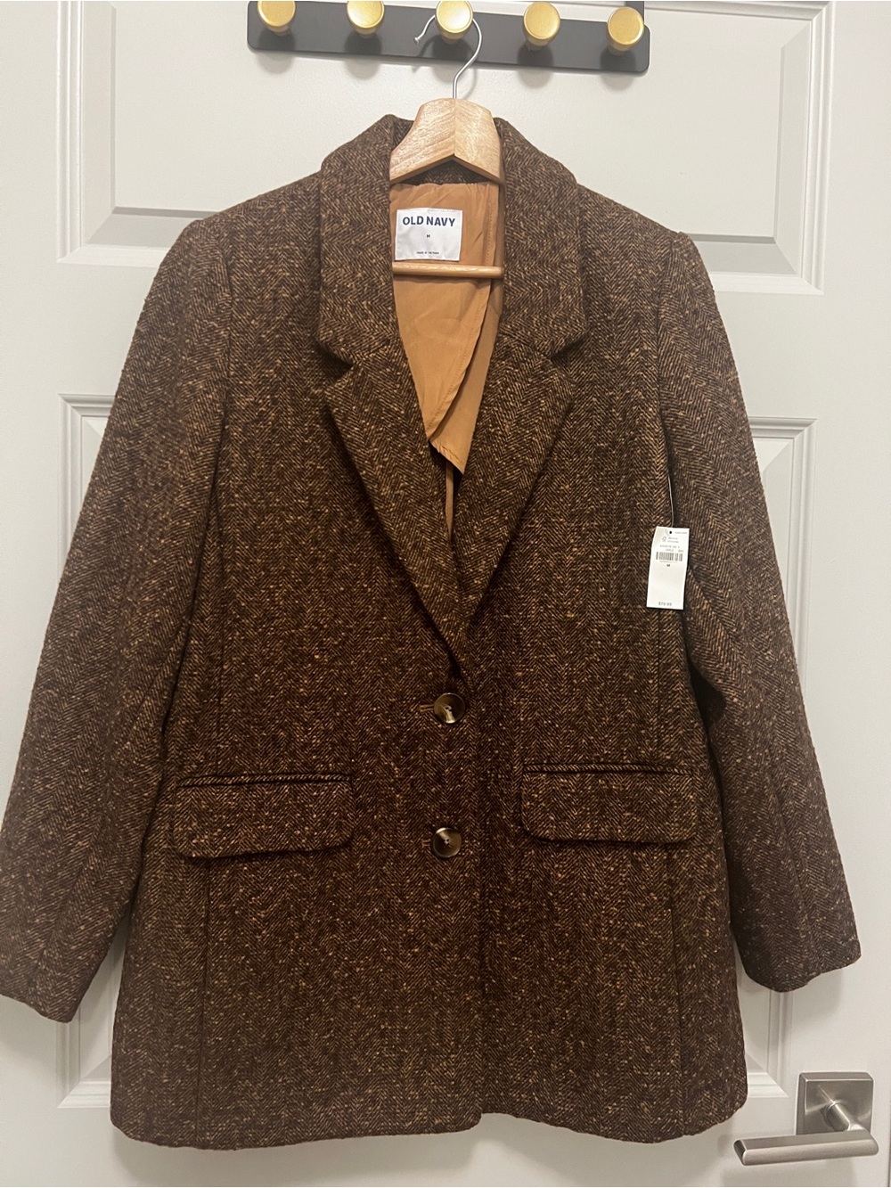Old Navy Women's Brown Tweed Blazer Jacket